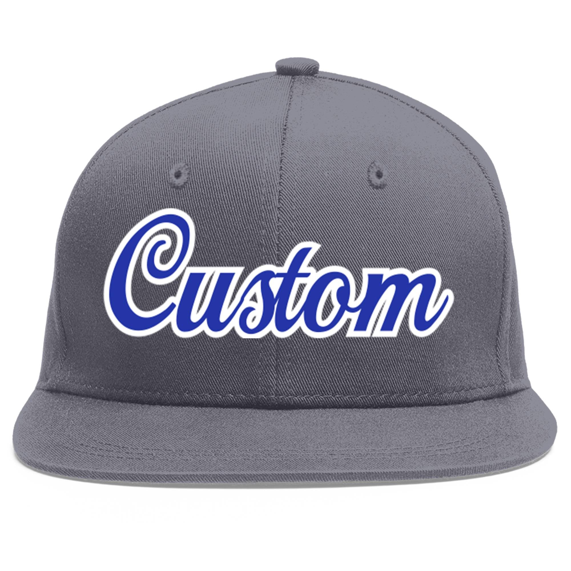 Casquette de baseball sport personnalisée gris foncé Royal-White Flat Eaves