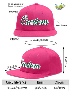 Custom Rose Red Kelly Green-White Flat Eaves Sport Baseball Cap