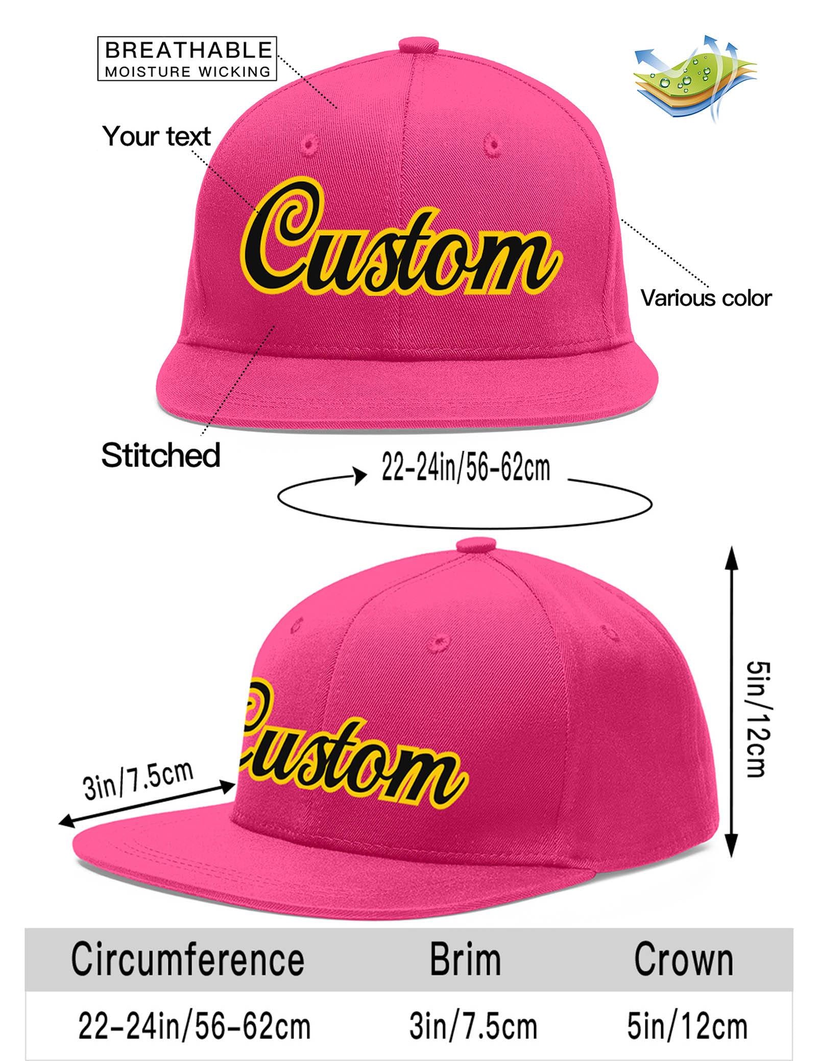 Custom Rose Red Black-Gold Flat Eaves Sport Baseball Cap