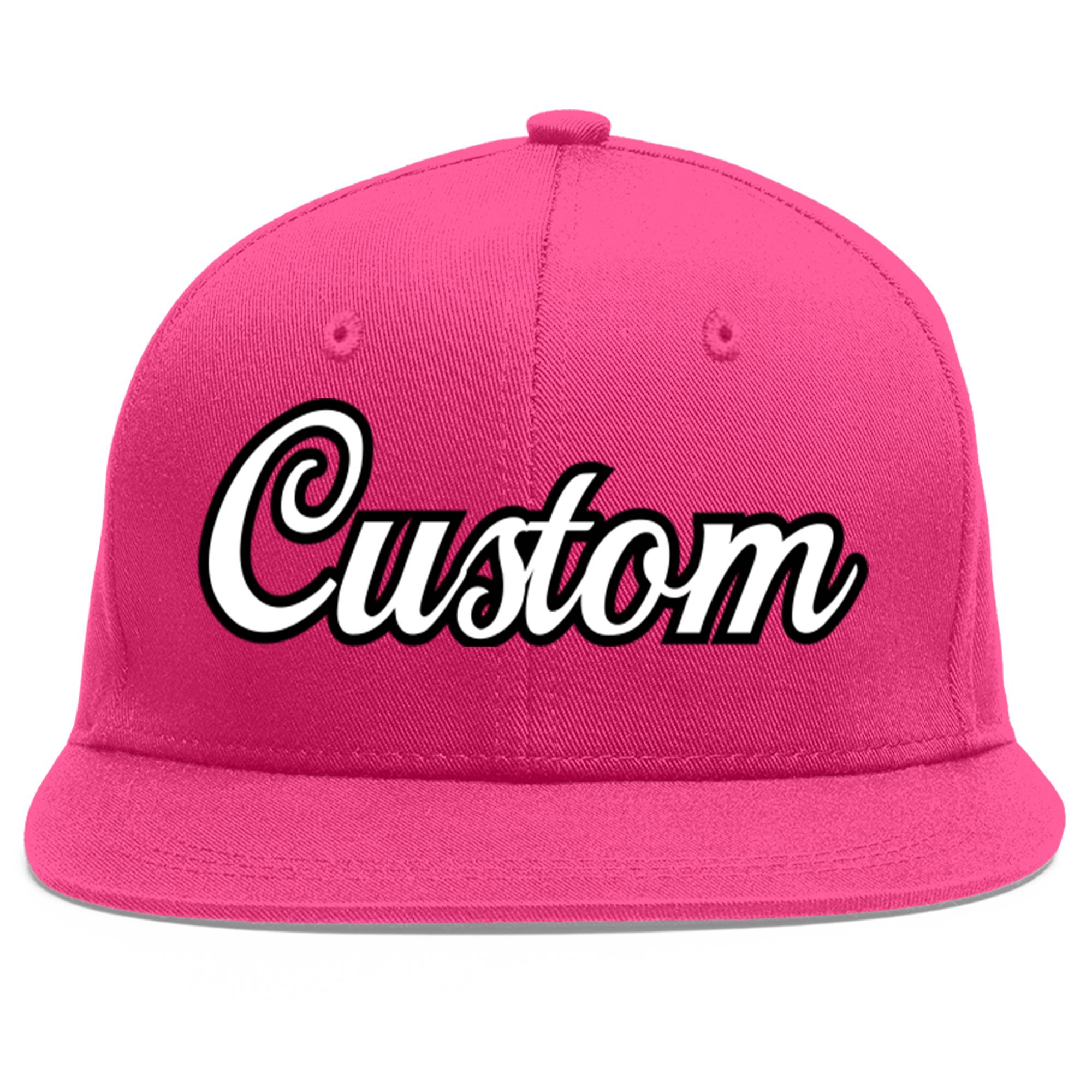 Custom Rose Red White-Black Flat Eaves Sport Baseball Cap