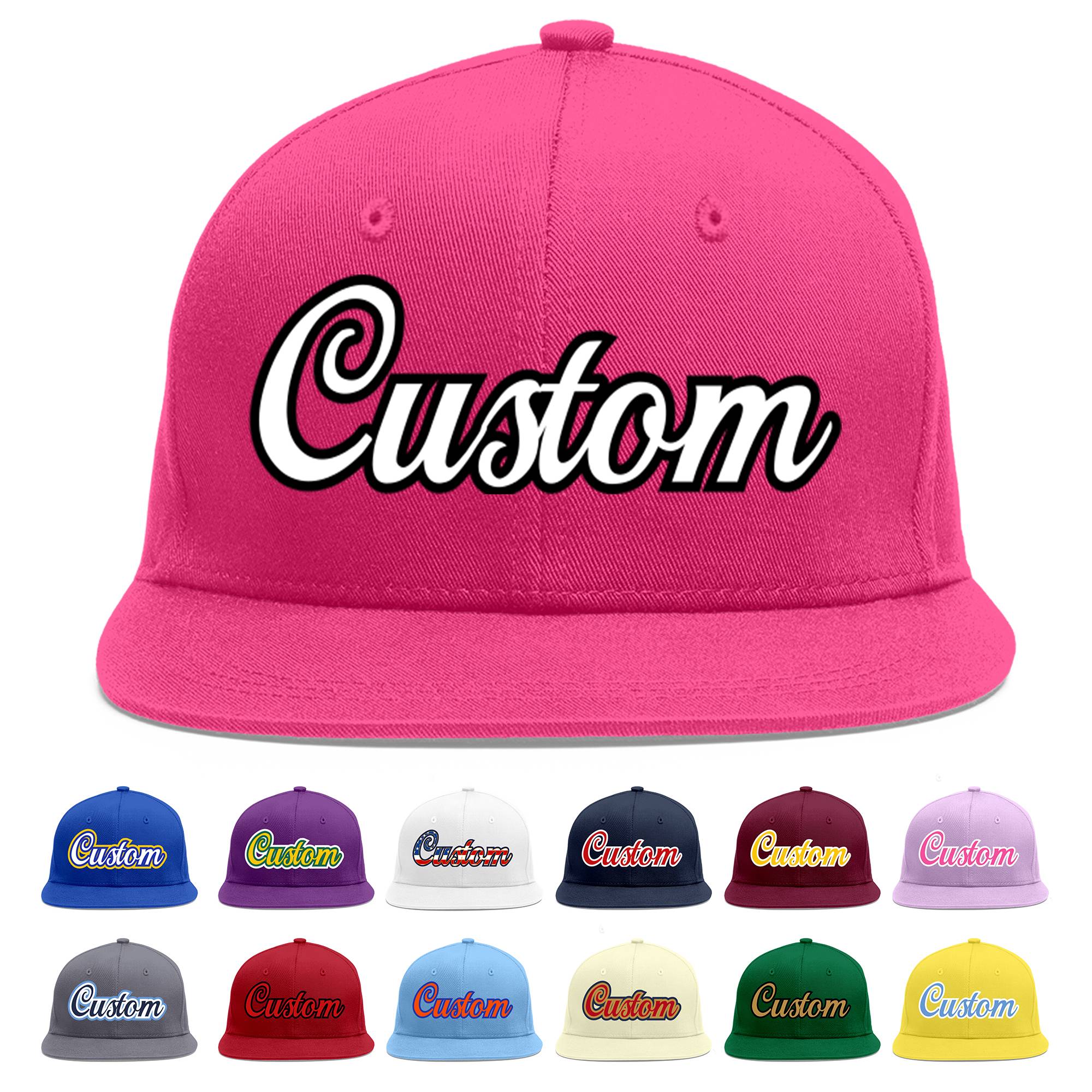 Custom Rose Red White-Black Flat Eaves Sport Baseball Cap