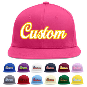 Custom Rose Red White-Gold Flat Eaves Sport Baseball Cap