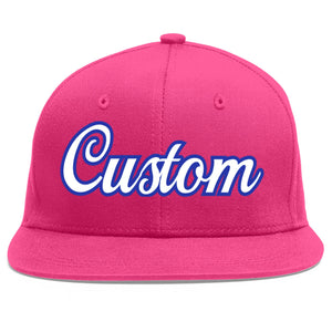 Casquette de baseball personnalisée Rose rouge blanc-Royal Flat Eaves Sport