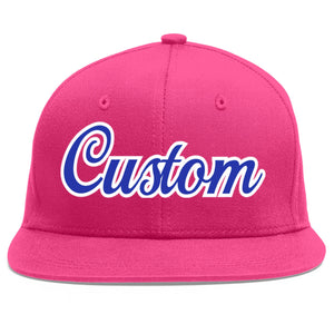 Casquette de baseball personnalisée Rose rouge Royal-White Flat Eaves Sport