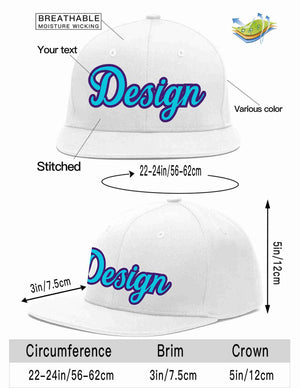 Custom White Light Blue-purple Flat Eaves Sport Baseball Cap Design for Men/Women/Youth