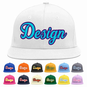 Custom White Light Blue-purple Flat Eaves Sport Baseball Cap Design for Men/Women/Youth