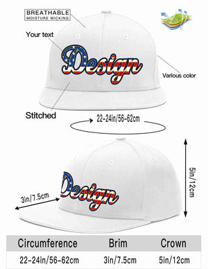 Custom White Vintage USA Flag-Gold Flat Eaves Sport Baseball Cap Design for Men/Women/Youth