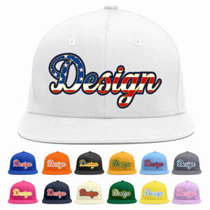 Custom White Vintage USA Flag-Gold Flat Eaves Sport Baseball Cap Design for Men/Women/Youth