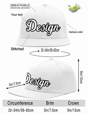 Custom White White-Black Flat Eaves Sport Baseball Cap Design for Men/Women/Youth