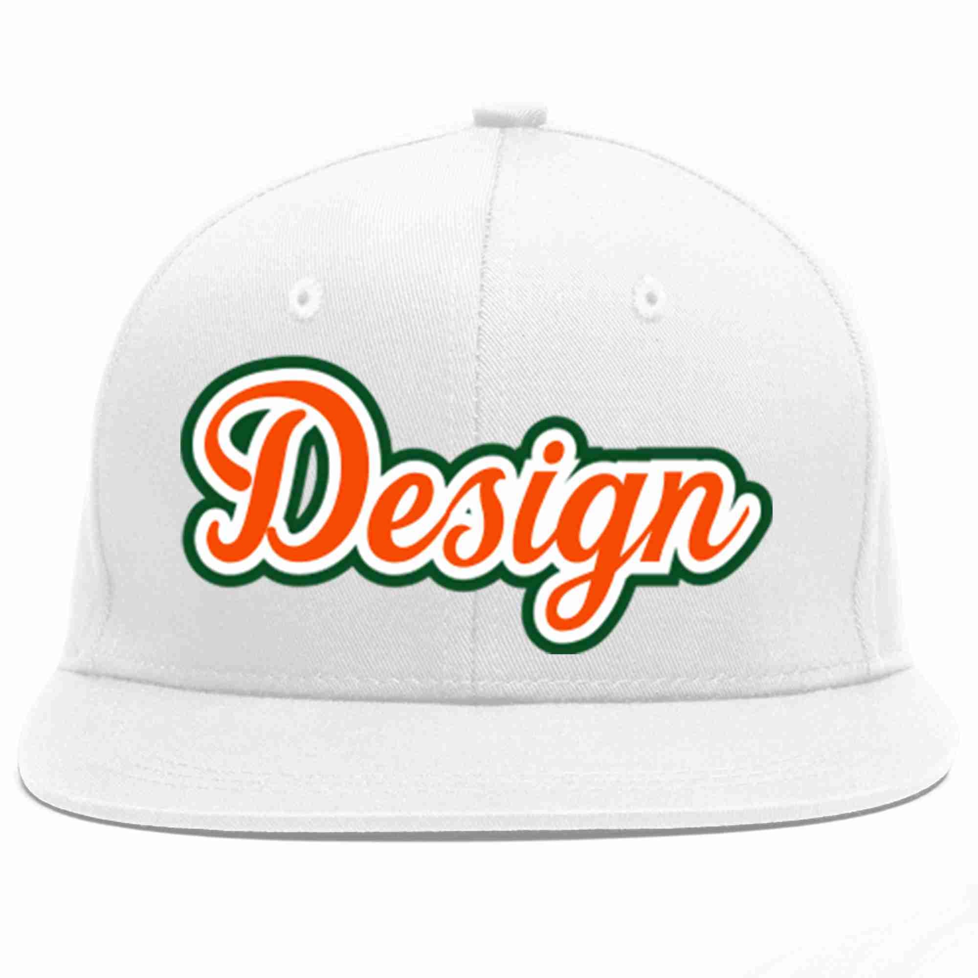 Conception personnalisée de casquette de baseball de sport à avant-toit plat blanc orange-blanc pour hommes/femmes/jeunes