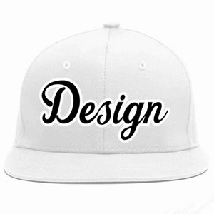 Conception personnalisée de casquette de baseball de sport à avant-toit plat blanc noir-blanc pour hommes/femmes/jeunes