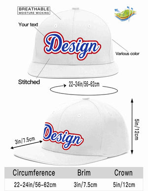 Custom White Royal-White Flat Eaves Sport Baseball Cap Design for Men/Women/Youth