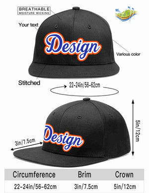 Custom Black Royal-White Flat Eaves Sport Baseball Cap Design for Men/Women/Youth