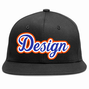 Custom Black Royal-White Flat Eaves Sport Baseball Cap Design for Men/Women/Youth