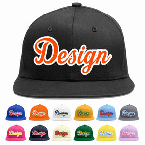 Conception personnalisée de casquette de baseball de sport à avant-toit plat noir orange-blanc pour hommes/femmes/jeunes