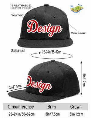 Custom Black Red-White Flat Eaves Sport Baseball Cap Design for Men/Women/Youth