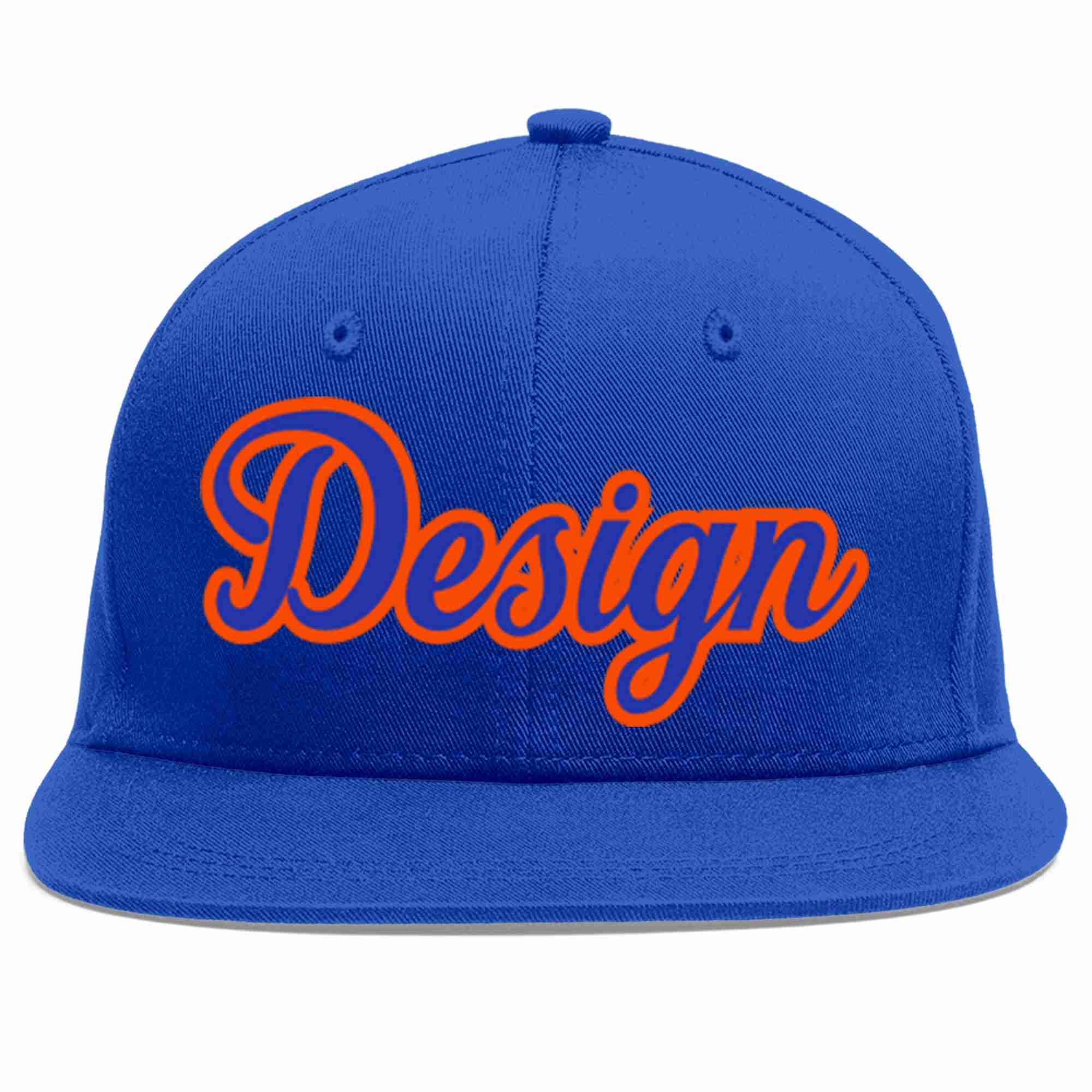 Custom Royal Royal-Orange Flat Eaves Sport Baseball Cap Design for Men/Women/Youth