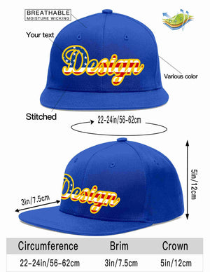 Custom Royal USA-Gold Flat Eaves Sport Baseball Cap Design for Men/Women/Youth