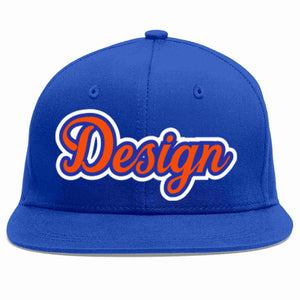 Custom Royal Orange-Royal Flat Eaves Sport Baseball Cap Design for Men/Women/Youth