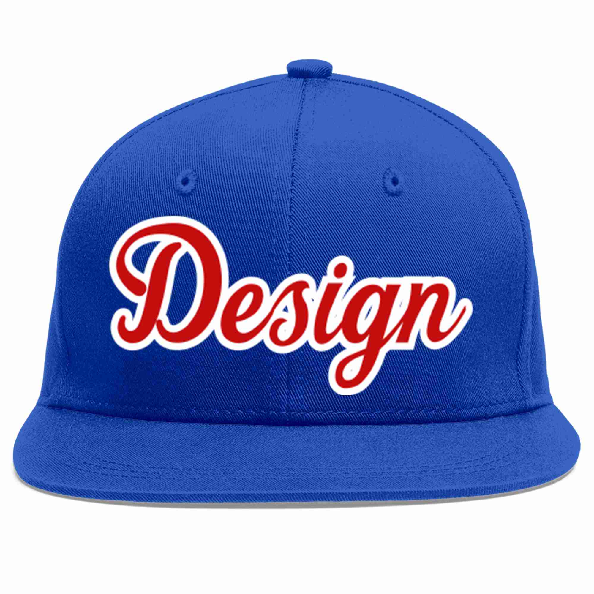 Custom Royal Red-White Flat Eaves Sport Baseball Cap Design for Men/Women/Youth