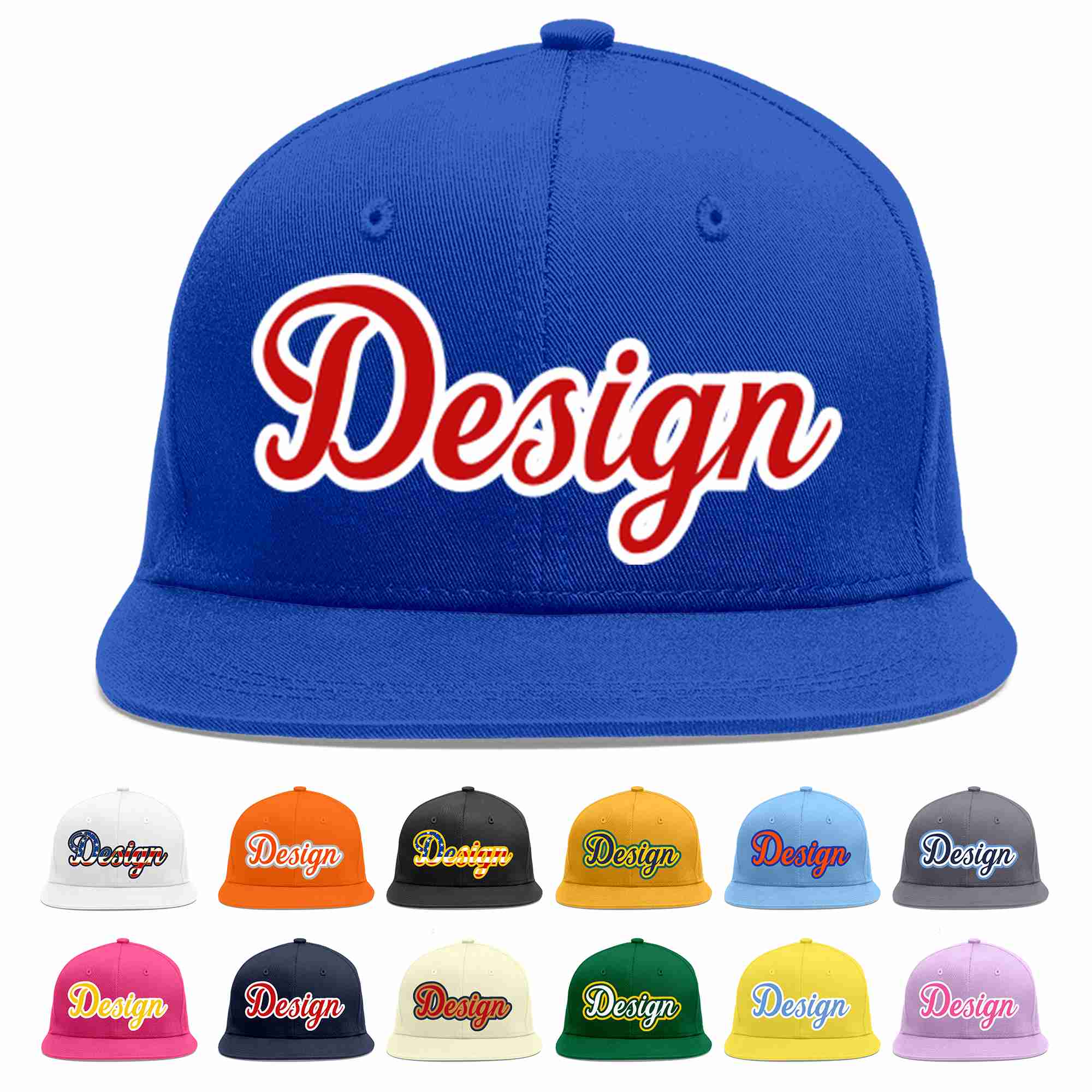 Custom Royal Red-White Flat Eaves Sport Baseball Cap Design for Men/Women/Youth