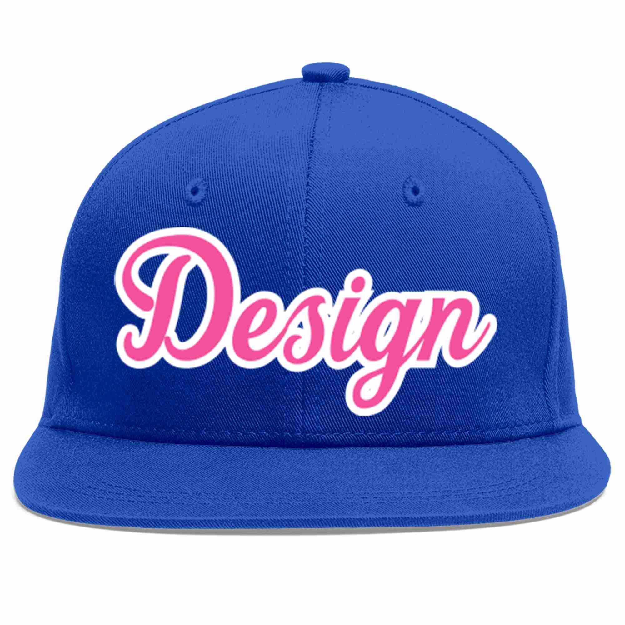 Custom Royal Pink-White Flat Eaves Sport Baseball Cap Design for Men/Women/Youth