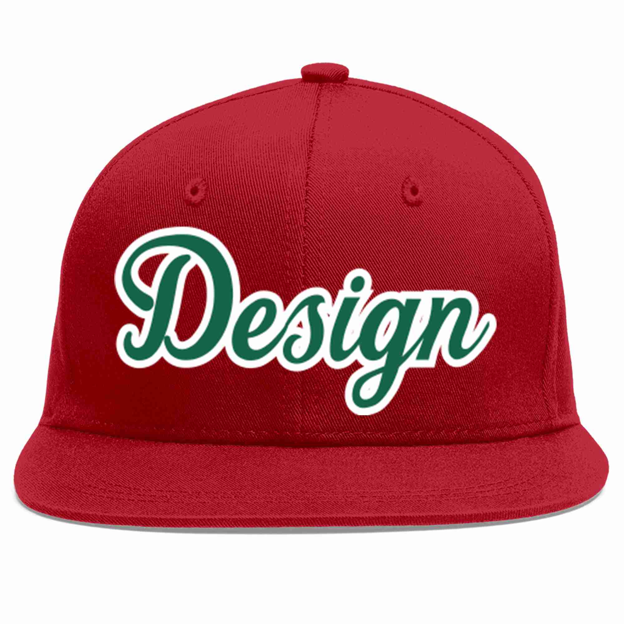 Conception personnalisée de casquette de baseball de sport à avant-toit plat rouge Kelly vert-blanc pour hommes/femmes/jeunes