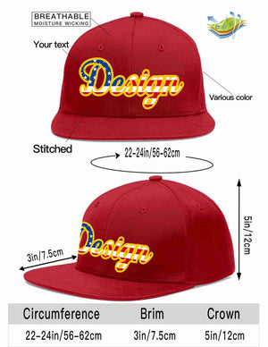 Custom Red Vintage USA Flag-Gold Flat Eaves Sport Baseball Cap Design for Men/Women/Youth