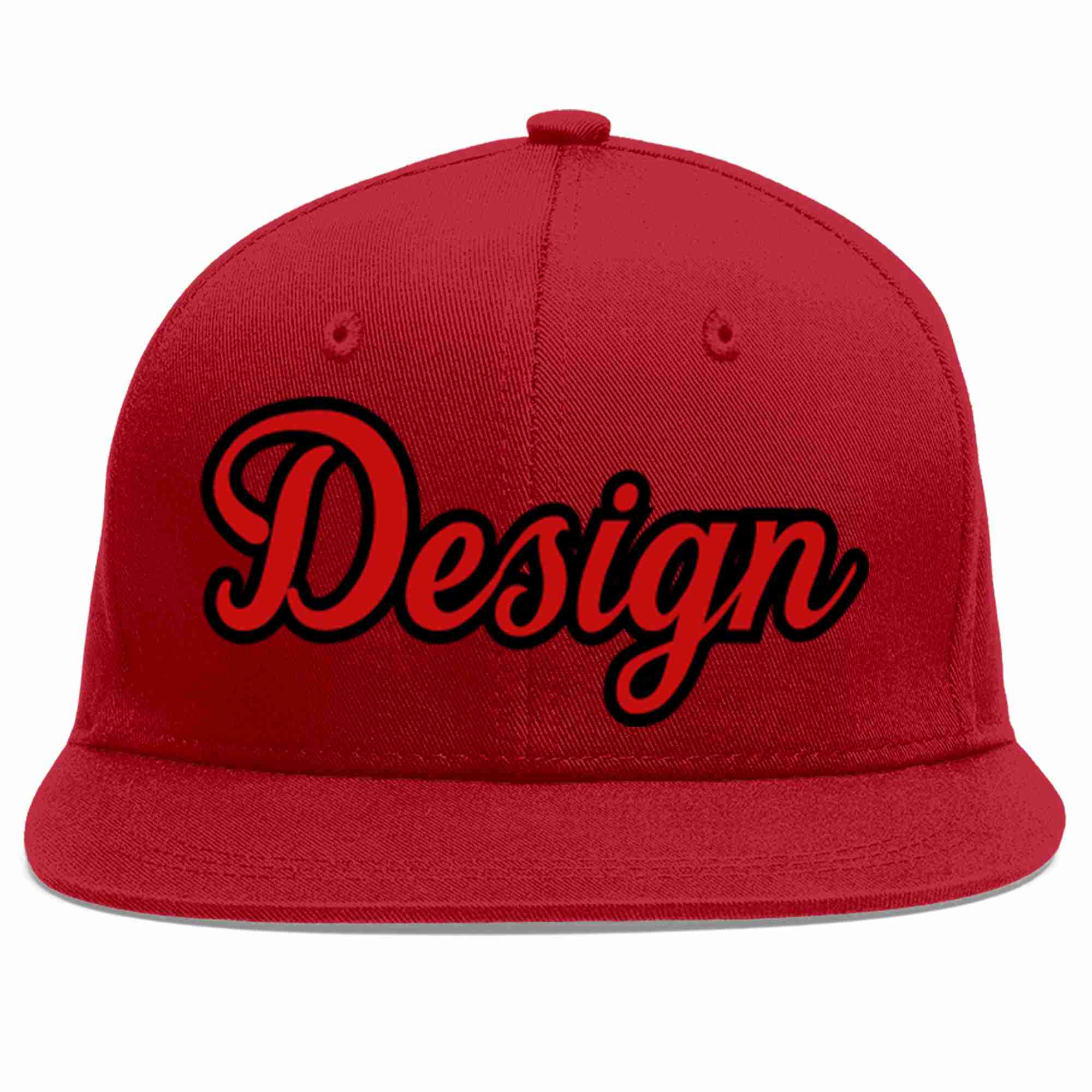 Conception personnalisée de casquette de baseball de sport à avant-toit plat rouge rouge-noir pour hommes/femmes/jeunes