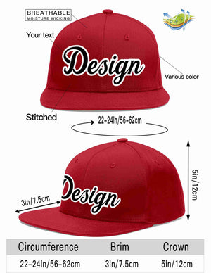 Custom Red Black-White Flat Eaves Sport Baseball Cap Design for Men/Women/Youth