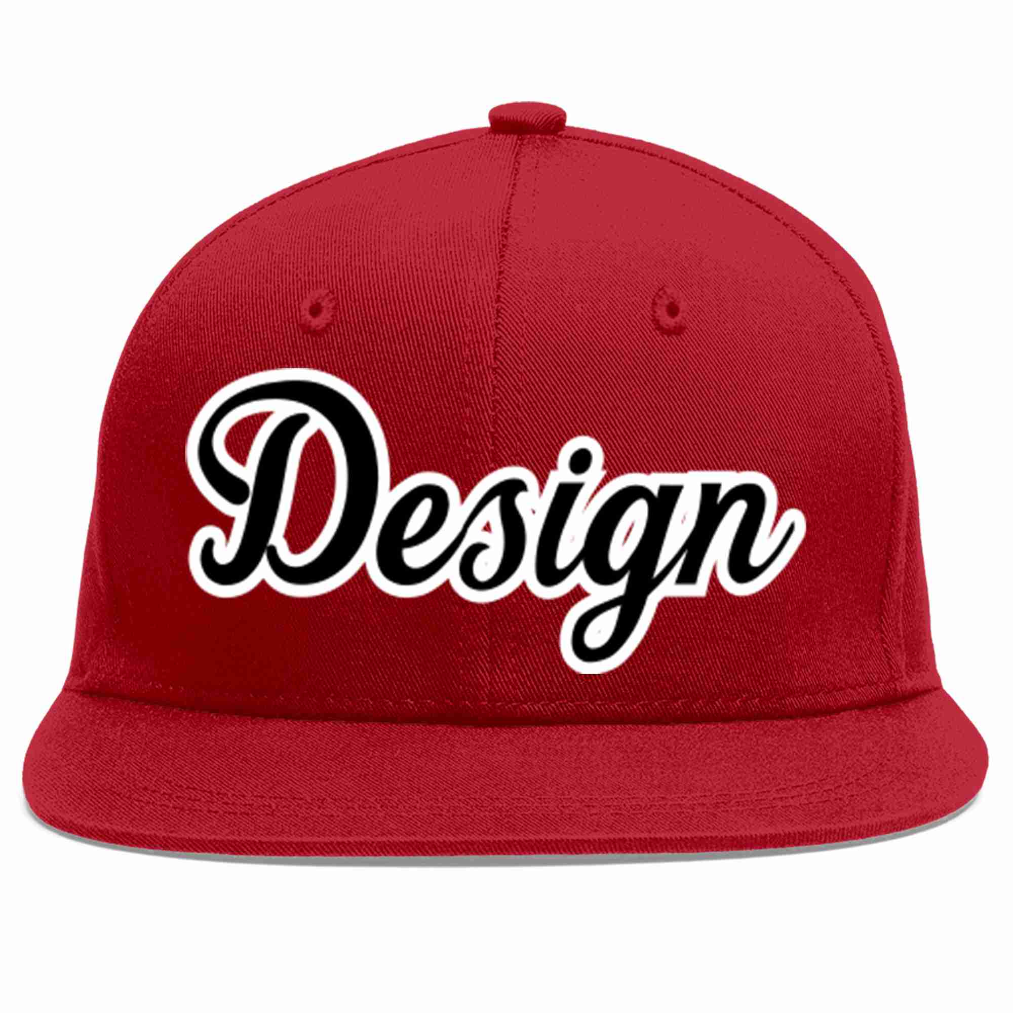 Custom Red Black-White Flat Eaves Sport Baseball Cap Design for Men/Women/Youth