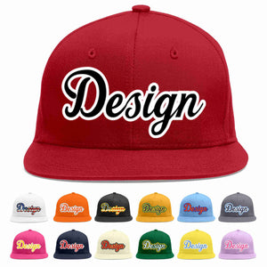 Custom Red Black-White Flat Eaves Sport Baseball Cap Design for Men/Women/Youth