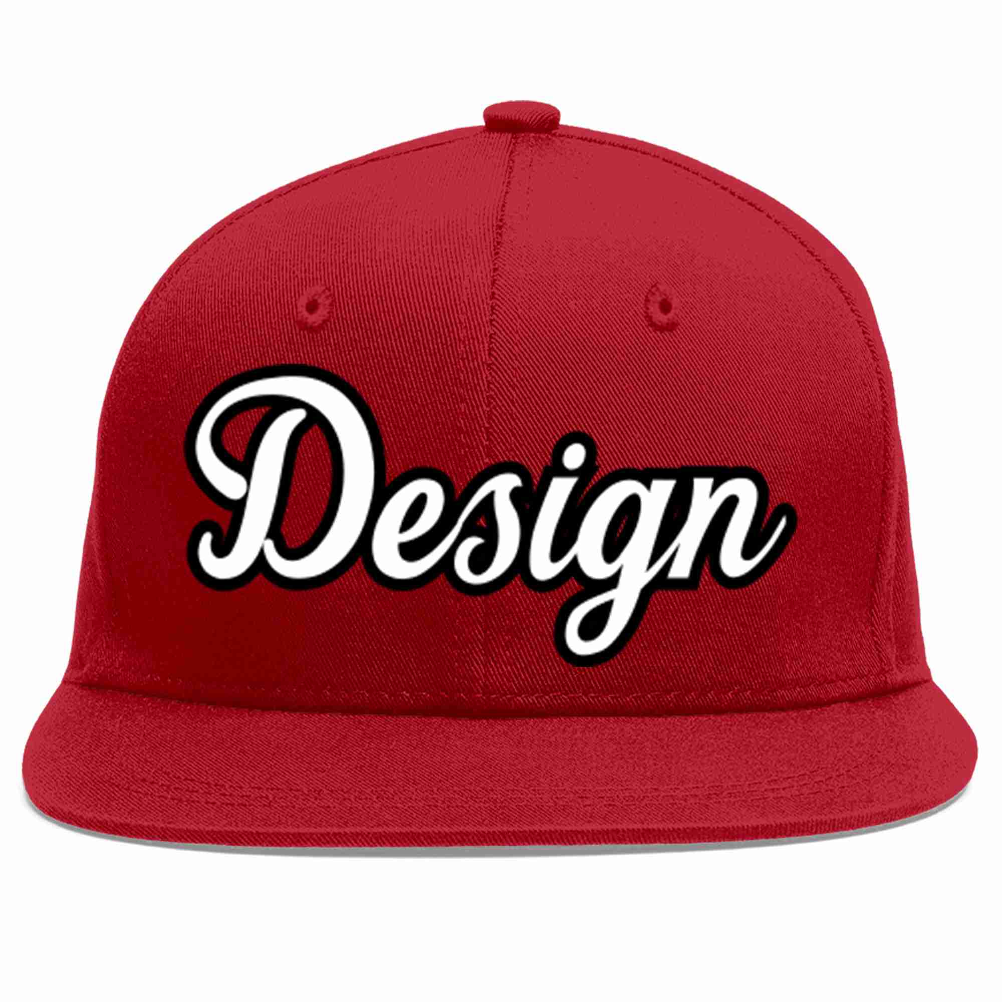 Conception personnalisée de casquette de baseball de sport à avant-toit plat rouge blanc-noir pour hommes/femmes/jeunes