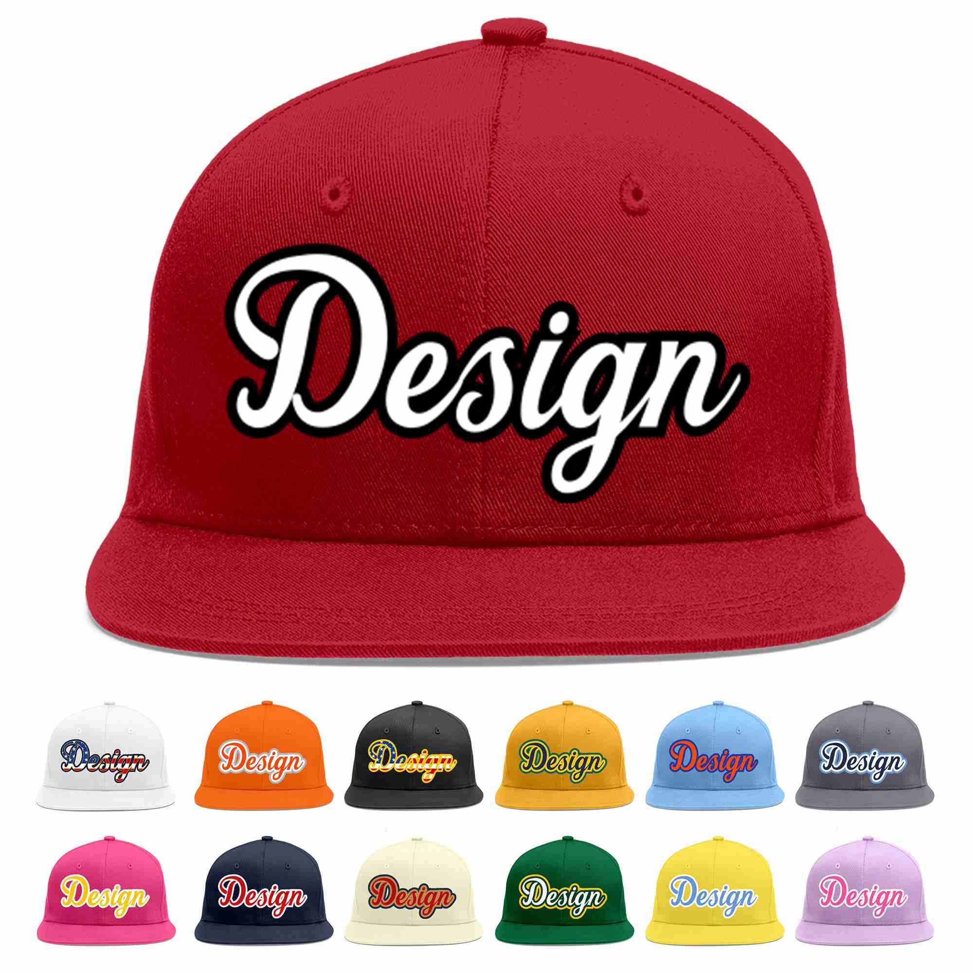 Custom Red White-Black Flat Eaves Sport Baseball Cap Design for Men/Women/Youth