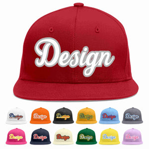 Custom Red White-Gray Flat Eaves Sport Baseball Cap Design for Men/Women/Youth