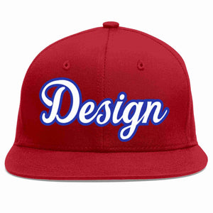 Conception personnalisée de casquette de baseball de sport à Eaves plates rouge blanc-royal pour hommes/femmes/jeunes