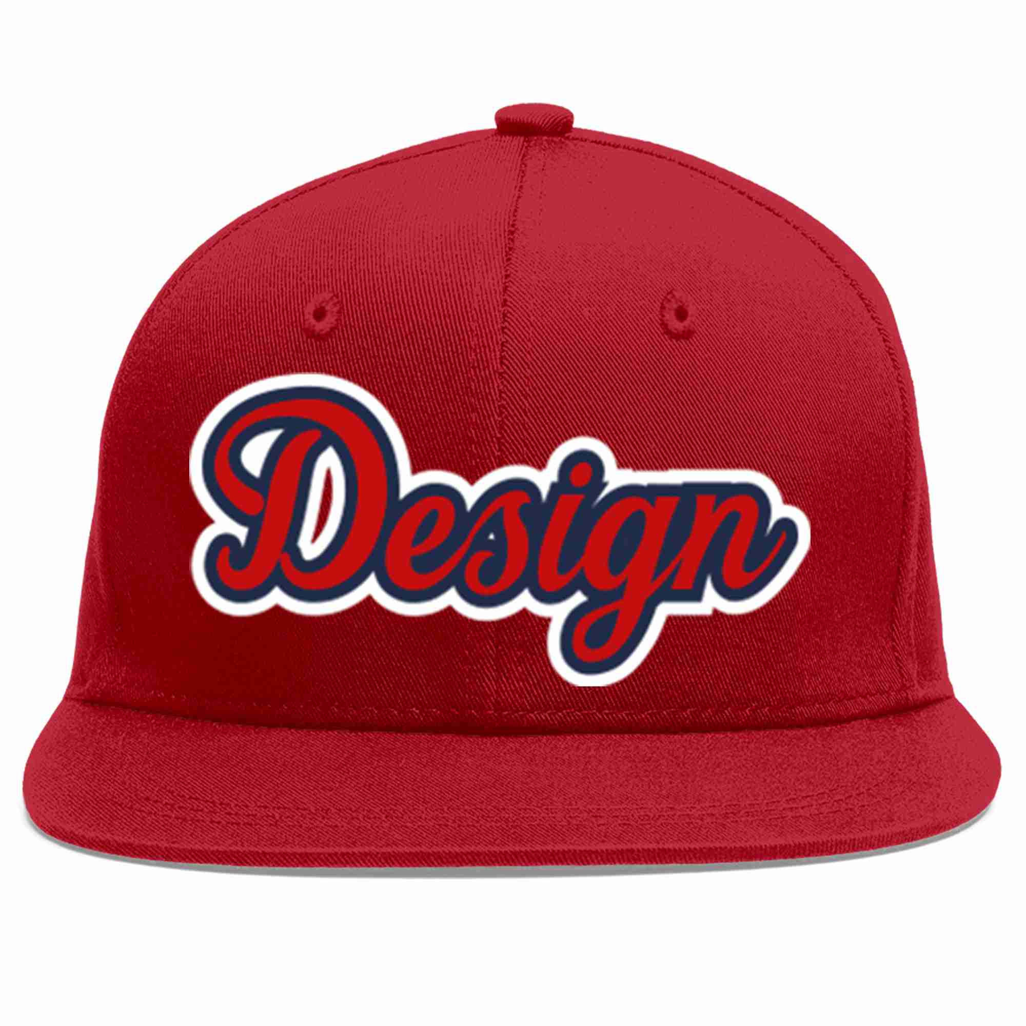 Conception personnalisée de casquette de baseball de sport à avant-toit plat rouge-marine rouge pour hommes/femmes/jeunes