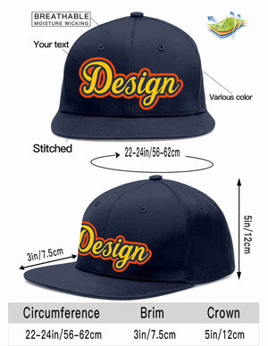 Custom Navy Gold-Navy Flat Eaves Sport Baseball Cap Design for Men/Women/Youth