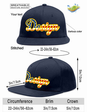 Custom Navy Vintage USA Flag-Gold Flat Eaves Sport Baseball Cap Design for Men/Women/Youth