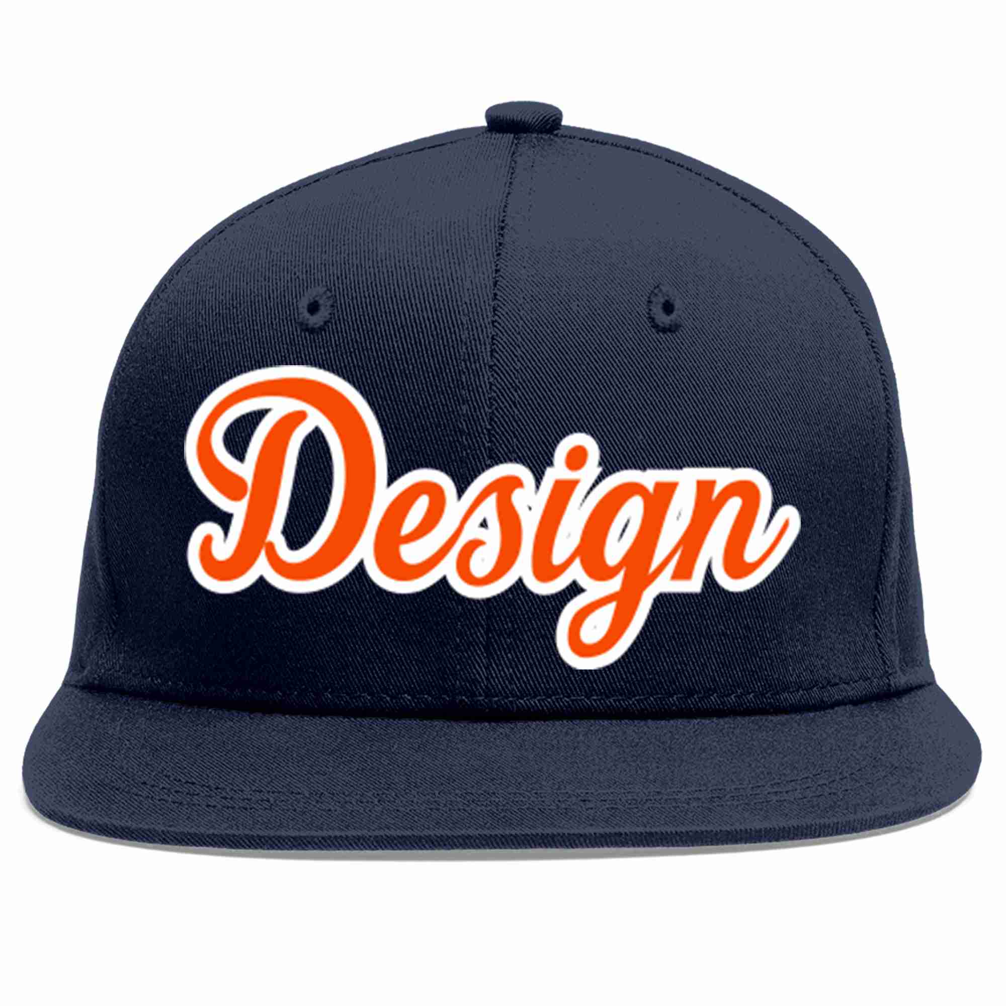 Conception personnalisée de casquette de baseball de sport à avant-toit plat orange-blanc marine pour hommes/femmes/jeunes