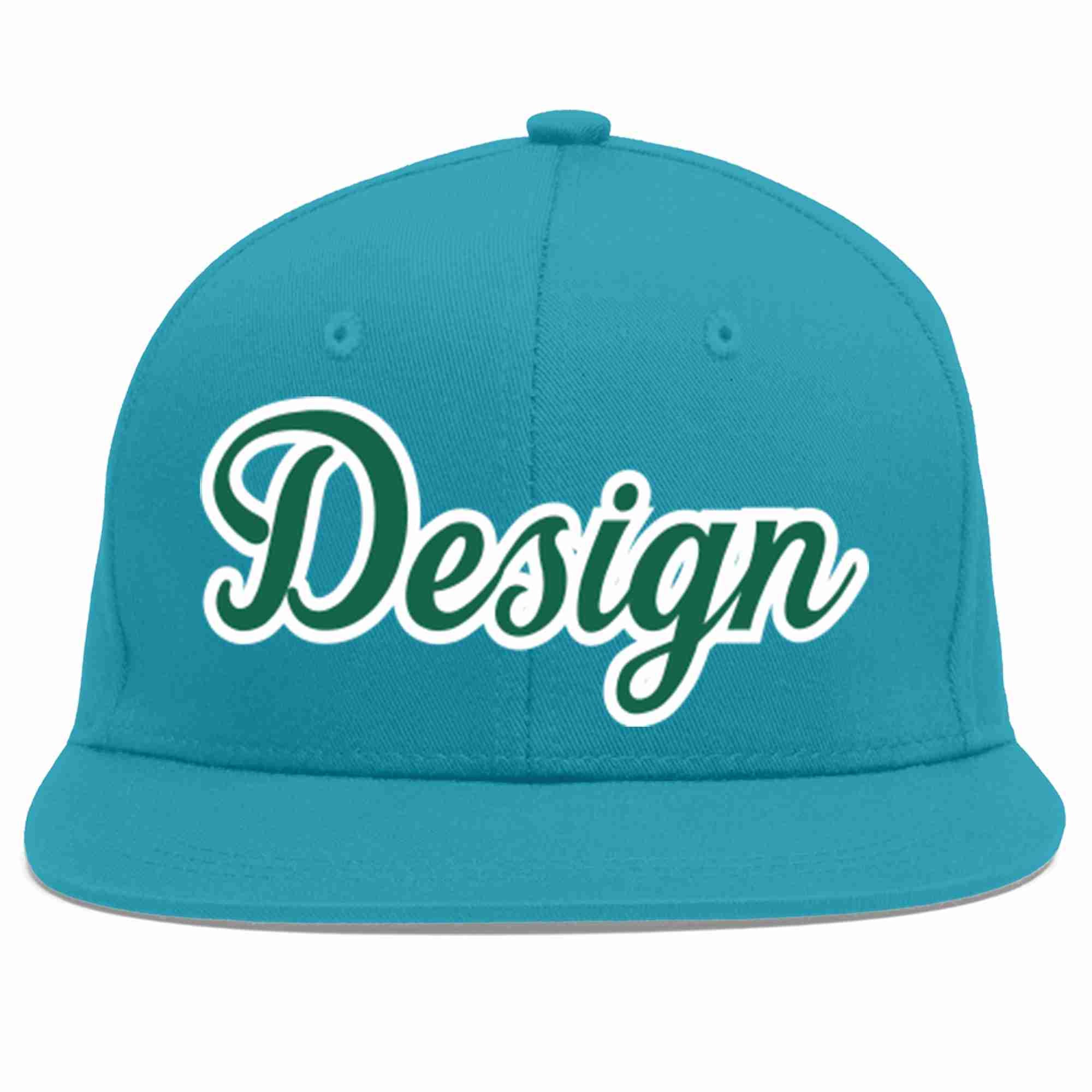 Casquette de baseball personnalisée Aqua Kelly vert-blanc avec avant-toit plat pour hommes/femmes/jeunes