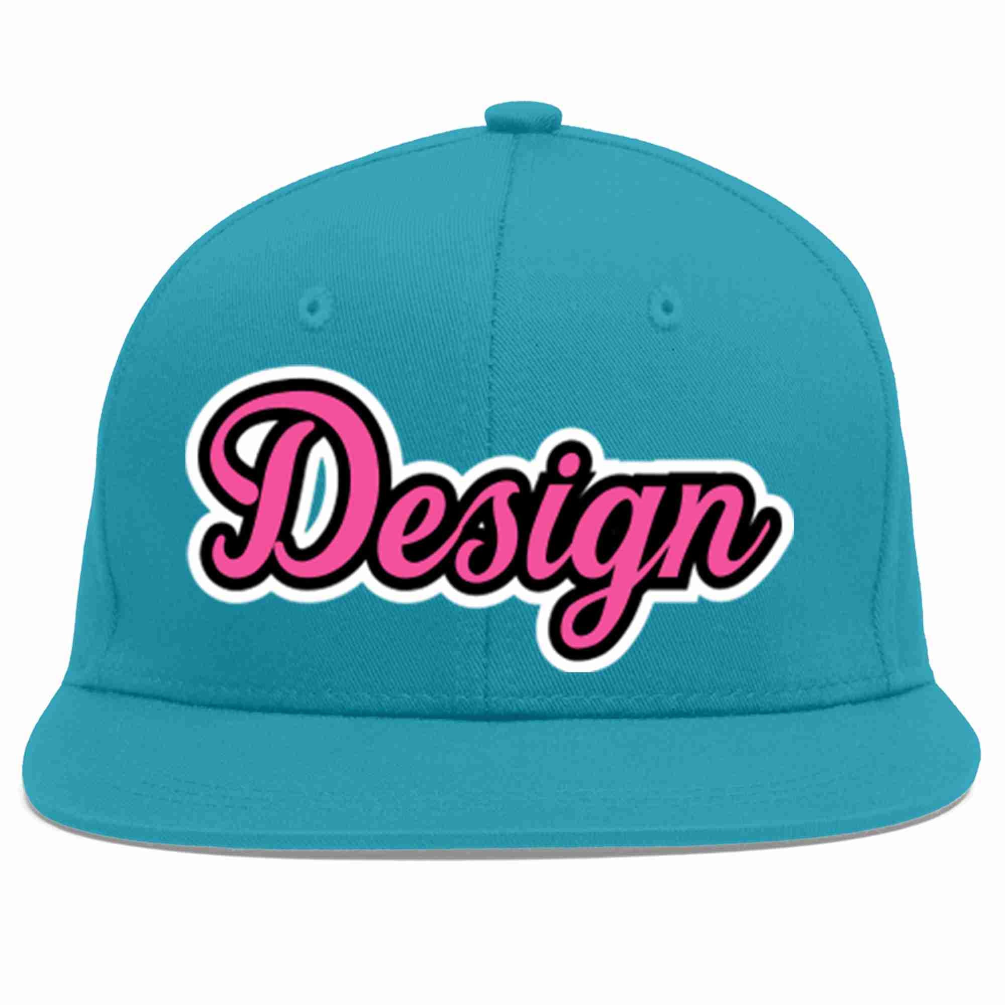 Conception personnalisée de casquette de baseball de sport à Eaves plates rose-noir Aqua pour hommes/femmes/jeunes