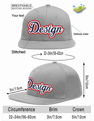 Custom Gray Navy-White Flat Eaves Sport Baseball Cap Design for Men/Women/Youth