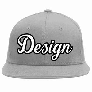 Conception personnalisée de casquette de baseball de sport à avant-toit plat gris blanc-noir pour hommes/femmes/jeunes