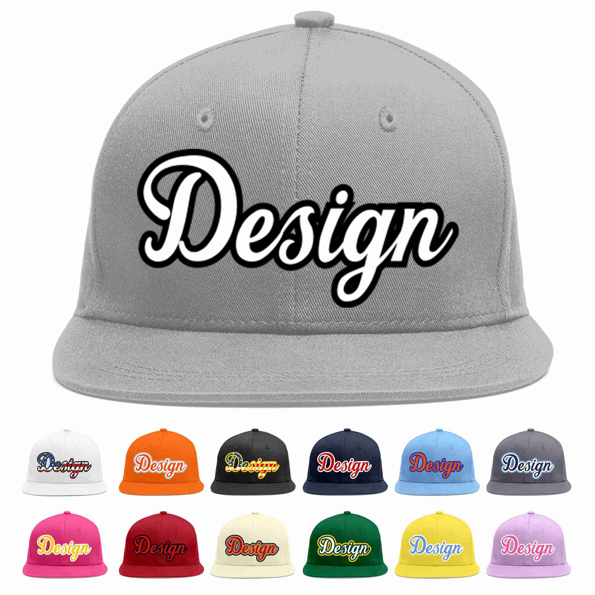 Custom Gray White-Black Flat Eaves Sport Baseball Cap Design for Men/Women/Youth