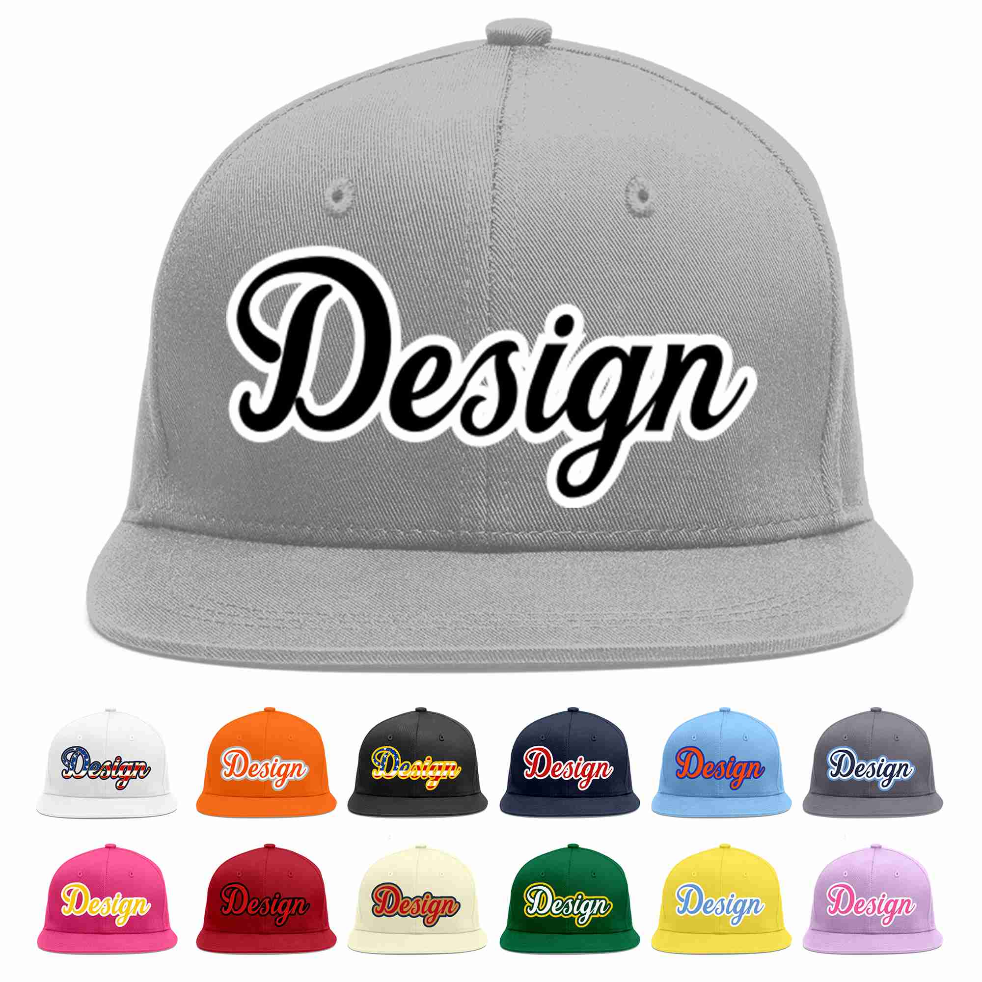 Custom Gray Black-White Flat Eaves Sport Baseball Cap Design for Men/Women/Youth