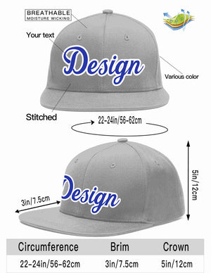 Custom Gray Royal-White Flat Eaves Sport Baseball Cap Design for Men/Women/Youth