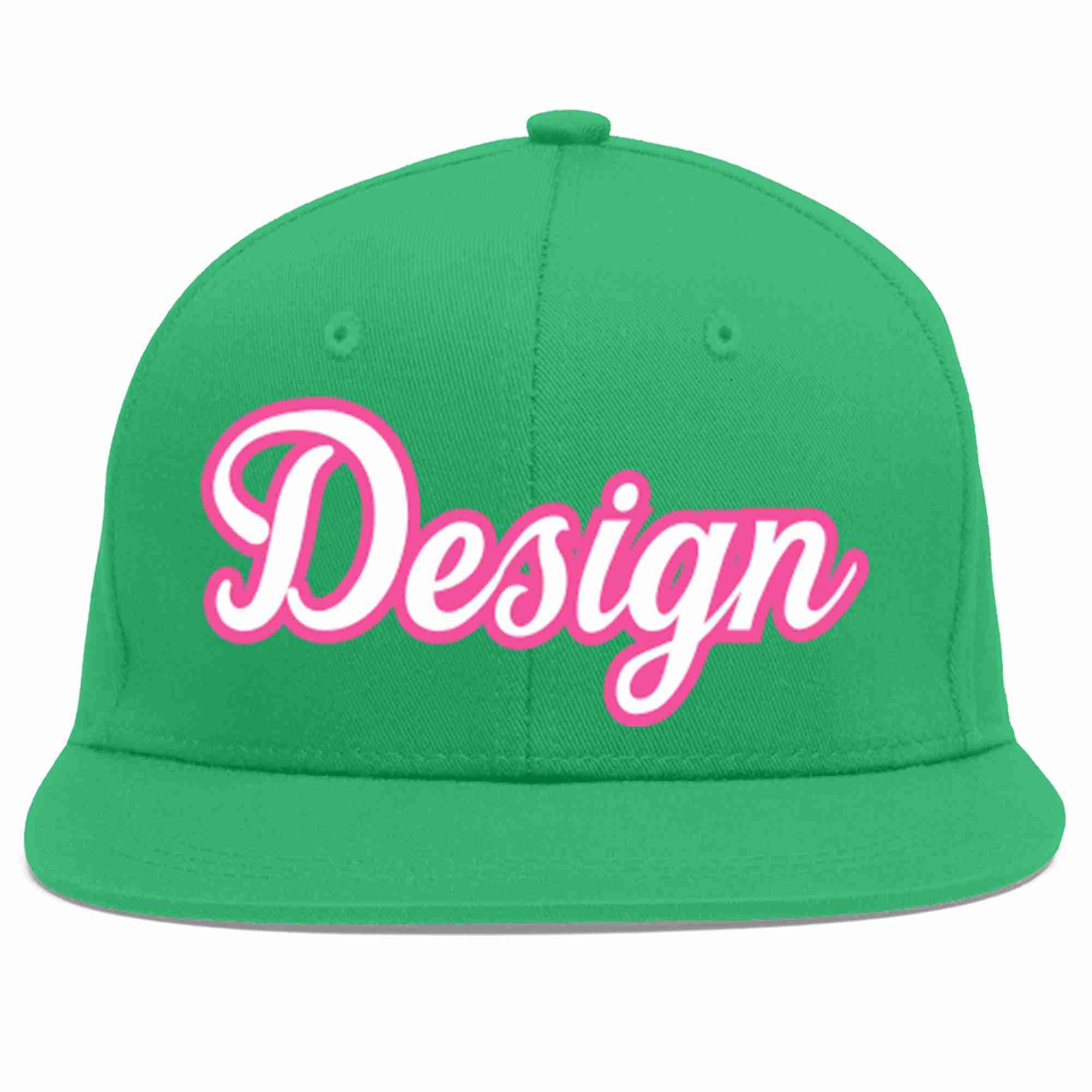 Custom Teal White-Pink Flat Eaves Sport Baseball Cap