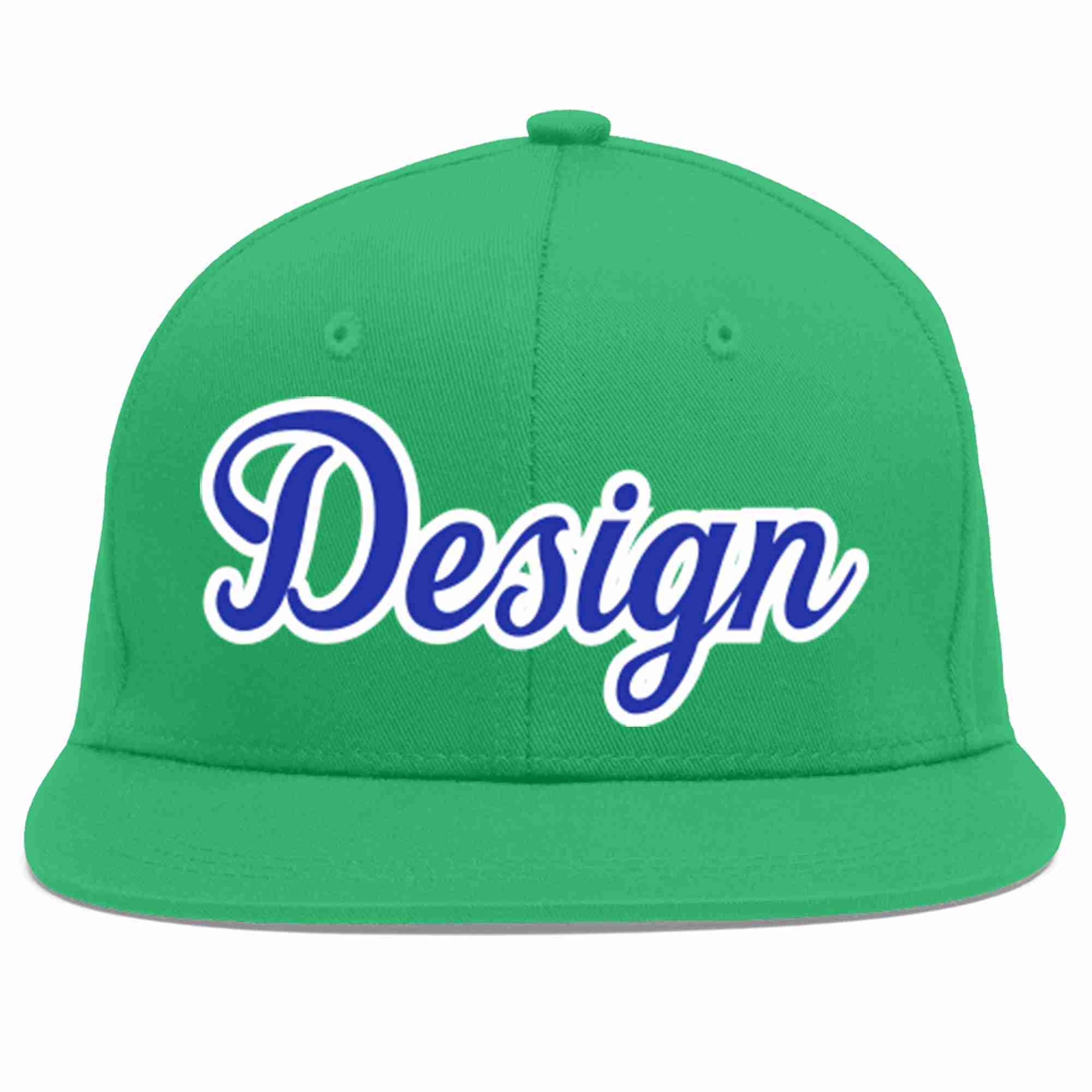 Custom Teal Royal-White Flat Eaves Sport Baseball Cap