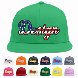 Custom Teal Vintage USA Flag-Gold Flat Eaves Sport Baseball Cap